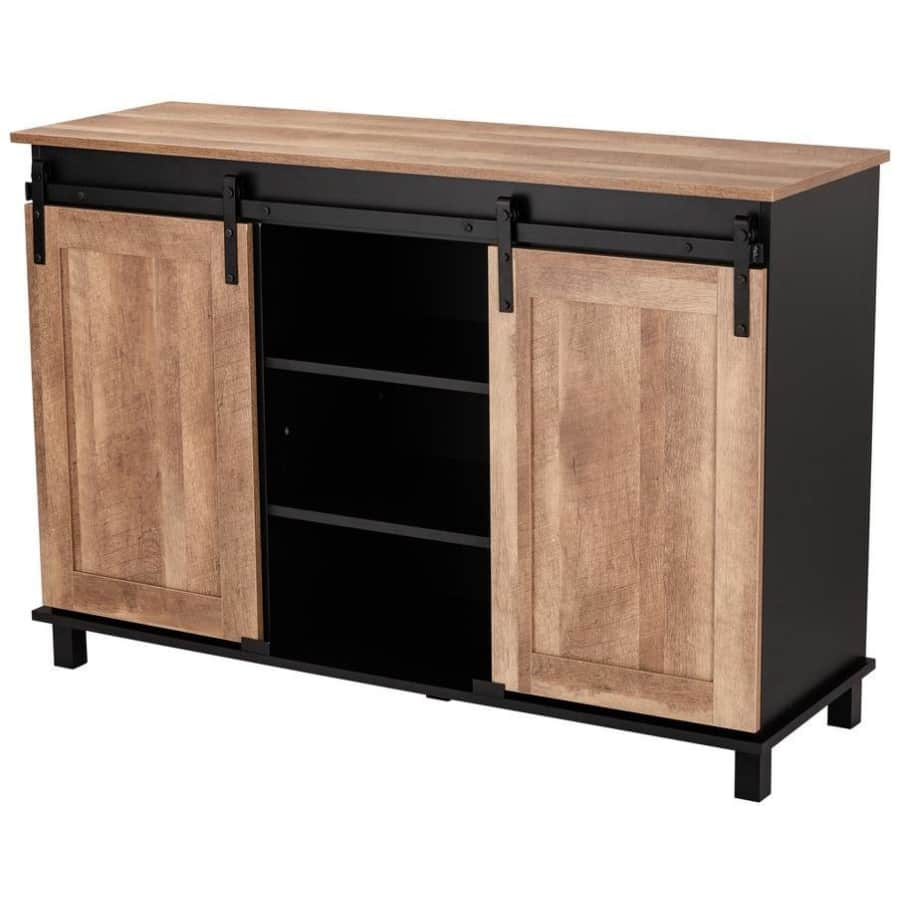 Glitzhome 47" Industrial Wine Cabinet w/ Sliding Doors for $255