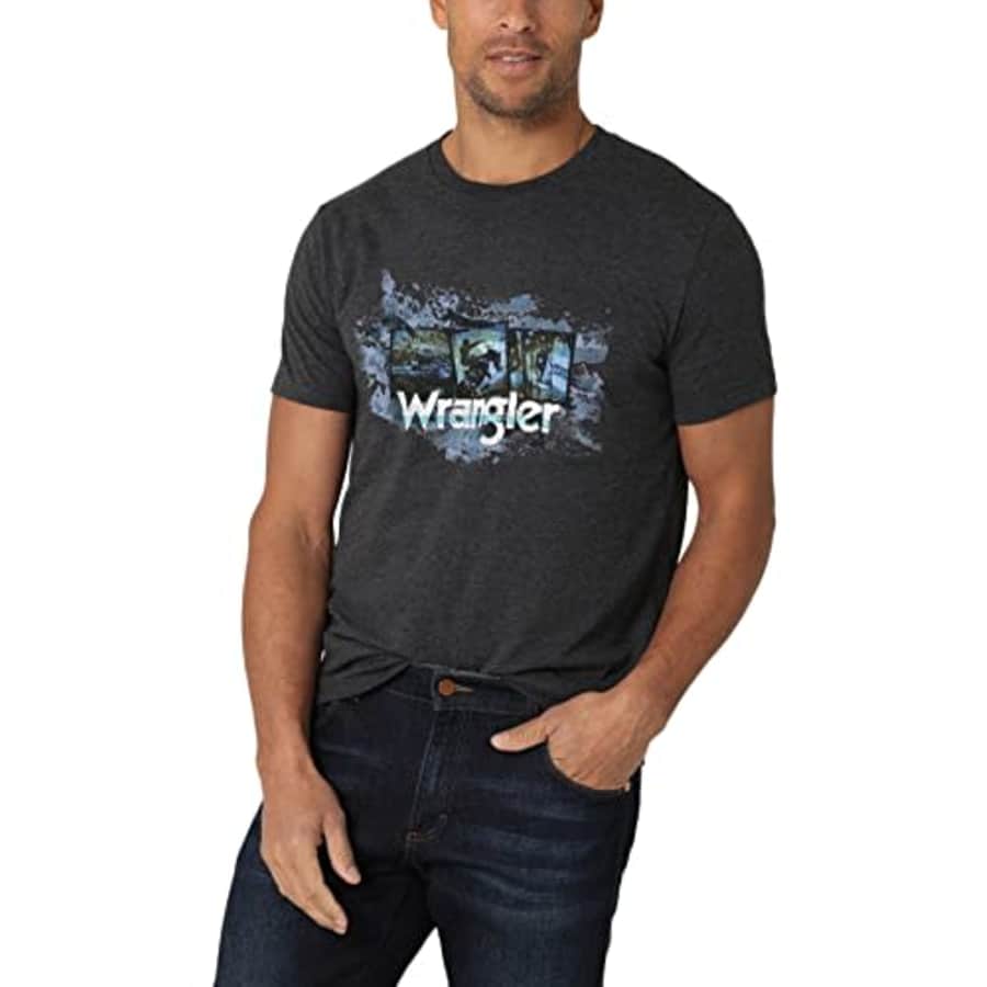 Wrangler Men's Western Crew Neck Short Sleeve Tee Shirt, Americana Photos, Small for $15