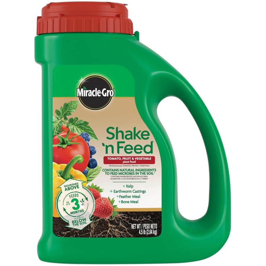 Miracle-Gro Shake 'N Feed Tomato, Fruit, & Vegetable Feed 4.5-lb. Jug for $17 Miracle-Gro Shake 'N Feed Tomato, Fruit, & Vegetable Feed 4.5-lb. Jug for $17