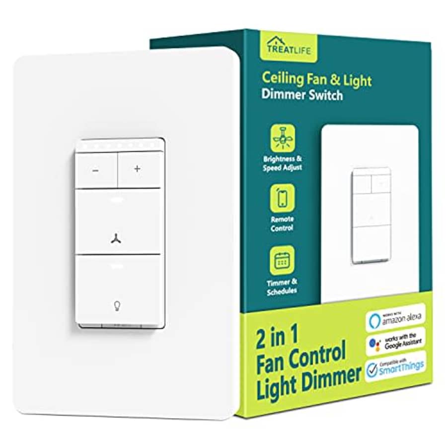 Smart Ceiling Fan Control and Dimmer Light Switch, Neutral Wire Needed, Treatlife 2.4Ghz Single for $40 Smart Ceiling Fan Control and Dimmer Light Switch, Neutral Wire Needed, Treatlife 2.4Ghz Single for $40