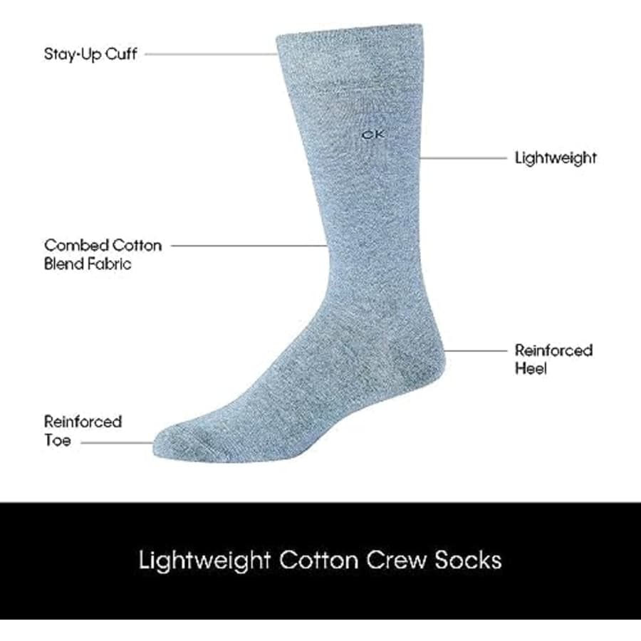 Calvin Klein Men's Dress Socks - Lightweight Cotton Blend Solid Crew Socks (4 Pack), Size 7-12, for $19