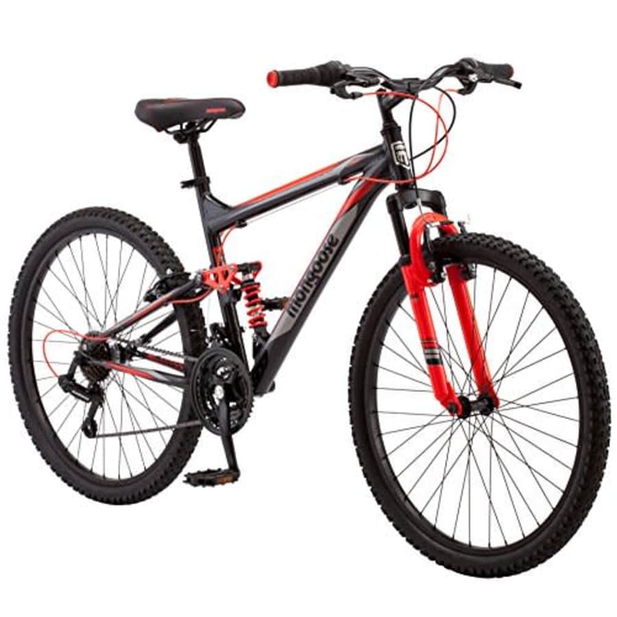 Mongoose Status 2.2 Mens and Womens Mountain Bike, 26-Inch Wheels, 21-Speed Shifters, Aluminum for $444