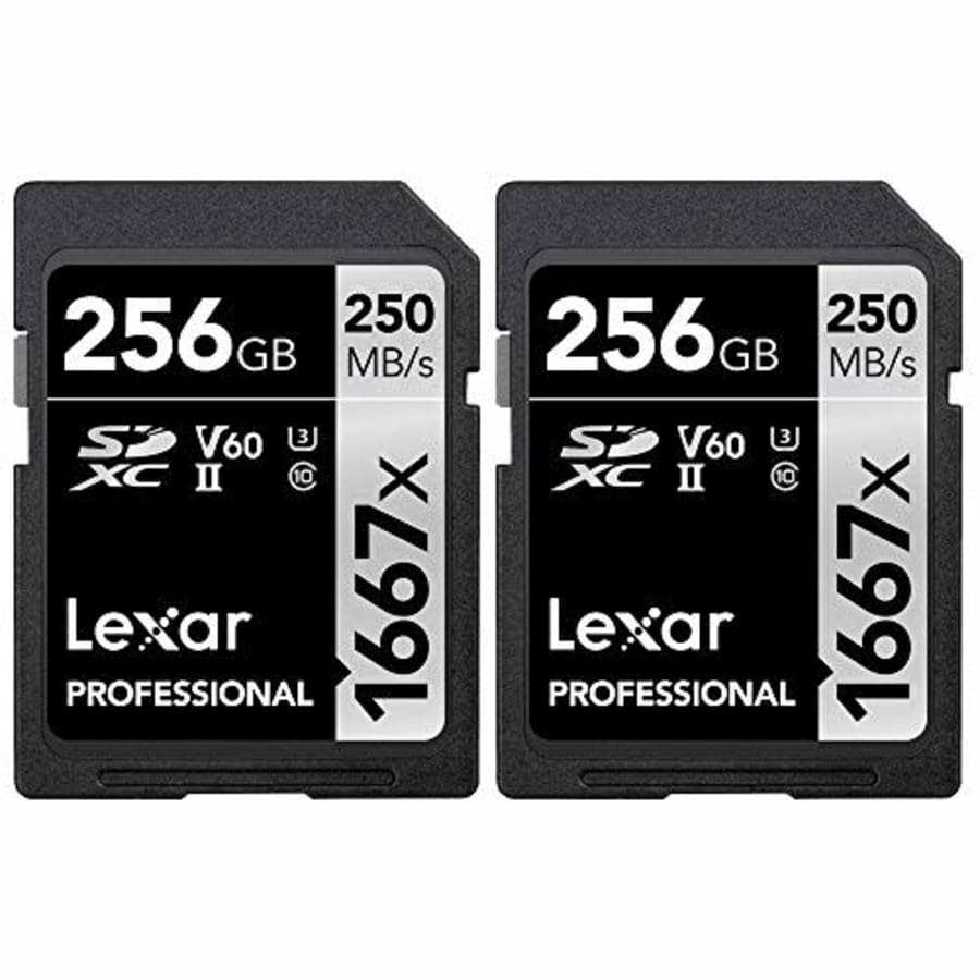 Lexar Professional SDHC/SDXC 1667x UHS-II 256gb Memory Card 2 Pack (LSD256CBNA1667) for $190