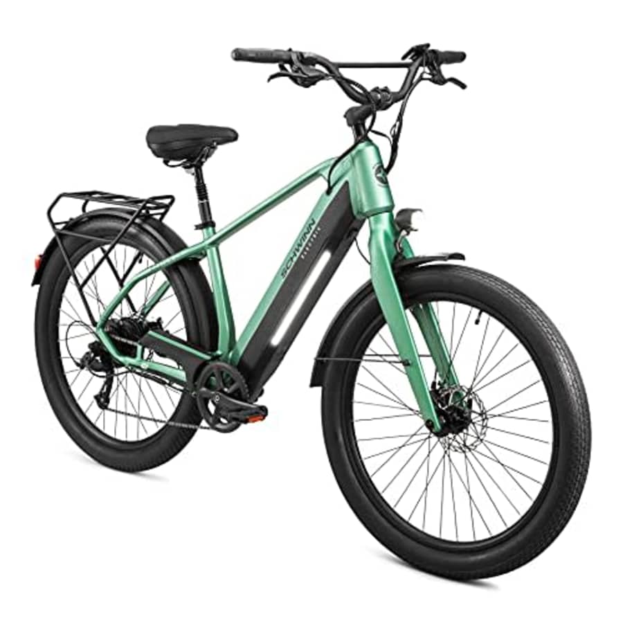 Schwinn Coston DX Adult Electric Hybrid Bike, Step-Over Frame, Large/X-Large, Matte Green for $1,099