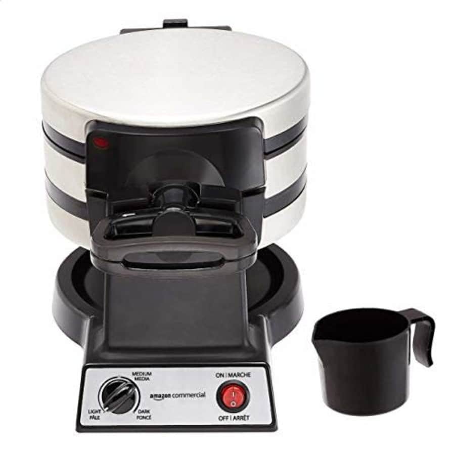 AmazonCommercial Double Waffle Maker, Stainless Steel, 1400 Watts for $60 AmazonCommercial Double Waffle Maker, Stainless Steel, 1400 Watts for $60