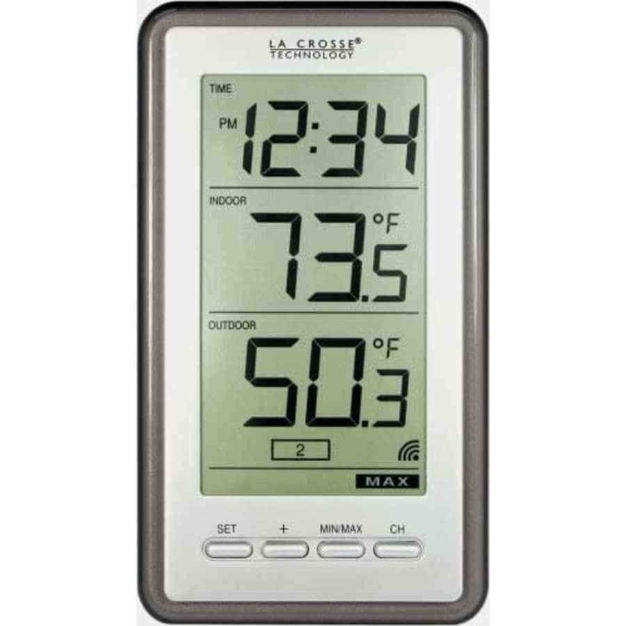 La Crosse Technology Wireless Indoor and Outdoor Temperature Digital Thermometer / Clock for $28 La Crosse Technology Wireless Indoor and Outdoor Temperature Digital Thermometer / Clock for $28