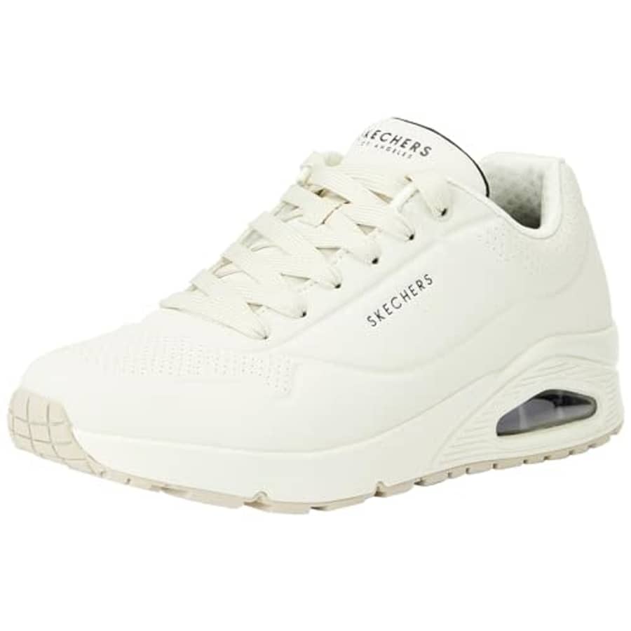 Skechers Men's Sneaker Trainers, Off White Durabuck Mesh, 6.5 for $76