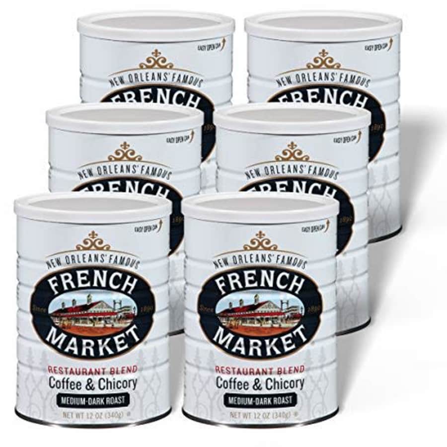 French Market Coffee, Coffee and Chicory Restaurant Blend, Medium-Dark Roast Ground Coffee, 12 for $29 French Market Coffee, Coffee and Chicory Restaurant Blend, Medium-Dark Roast Ground Coffee, 12 for $29