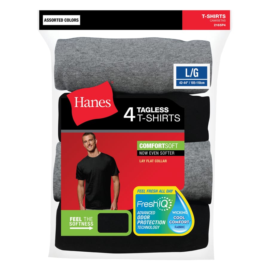 Hanes Men's FreshIQ ComfortSoft Dyed Crew Neck T-Shirts 4-Pack for $16 Hanes Men's FreshIQ ComfortSoft Dyed Crew Neck T-Shirts 4-Pack for $16