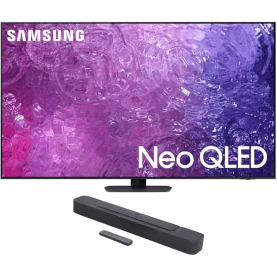 SAMSUNG QN65QN90CAFXZA 65 Inch Neo QLED Smart TV with 4K Upscaling and a JBL BAR-2-0-ALL-IN-ONE-MK2 for $1,693