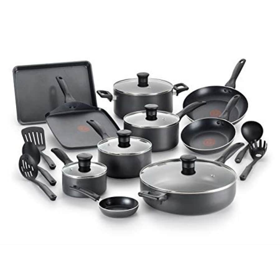 T-fal Everything in Kitchen Dishwasher Safe Cookware Set, 20-Piece, Black for $115 T-fal Everything in Kitchen Dishwasher Safe Cookware Set, 20-Piece, Black for $115