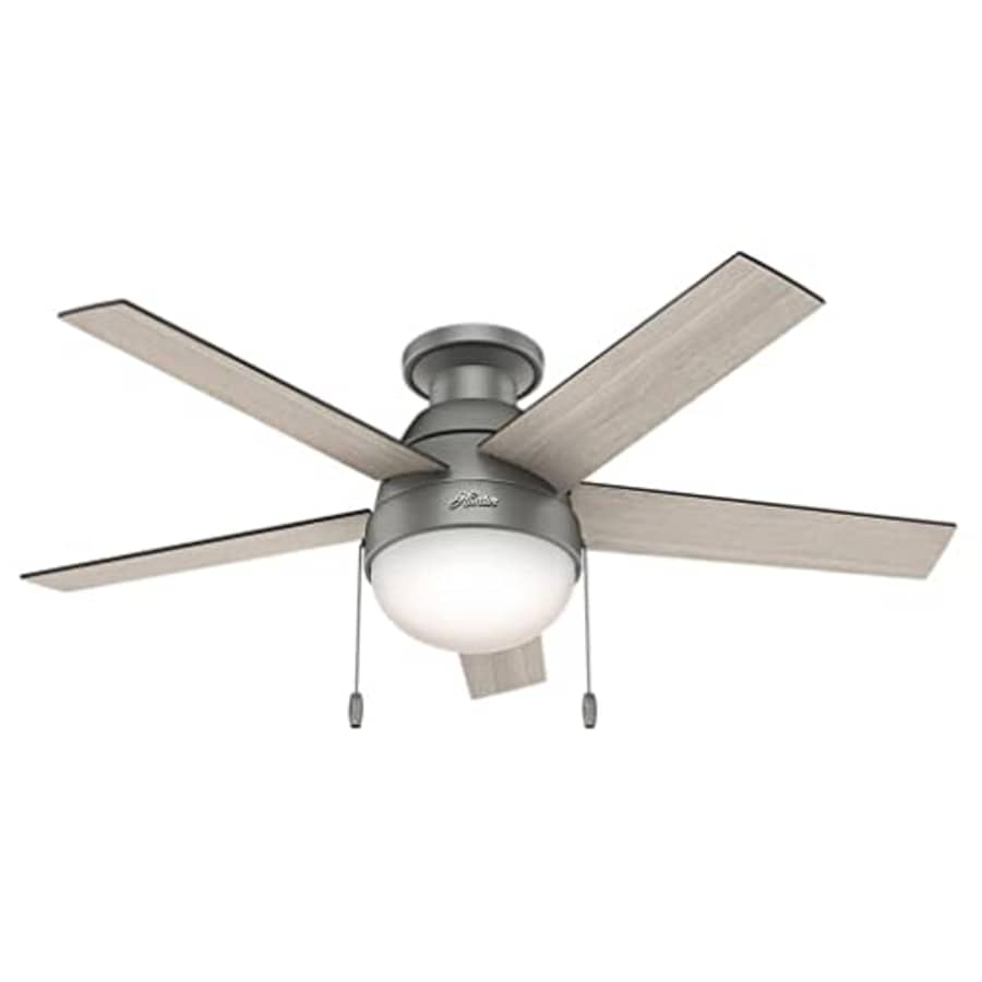 Hunter Fan Hunter Anslee Indoor Low Profile Ceiling Fan with LED Light and Pull Chain Control, 46", Matte for $130