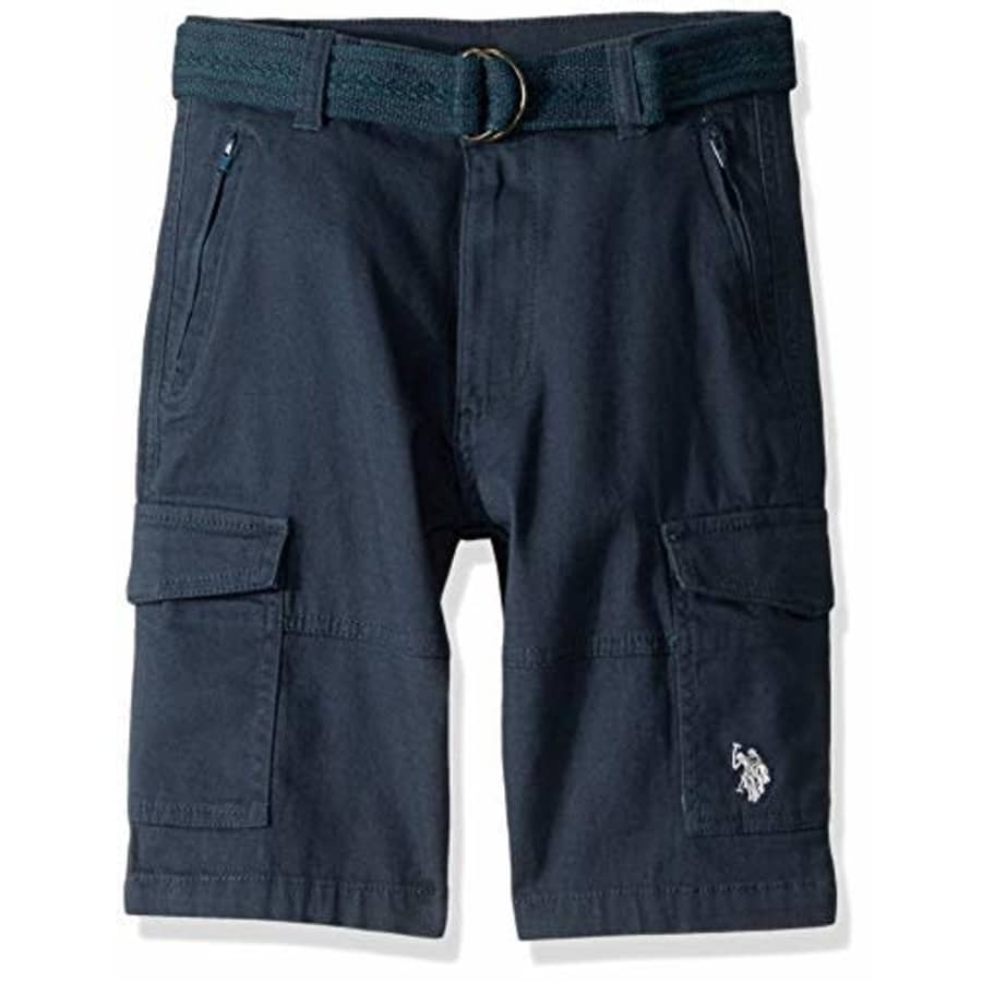U.S. Polo Assn. Boys' Big Short, Flex Twill Belted Cargo Diesel Blue, 12 for $16