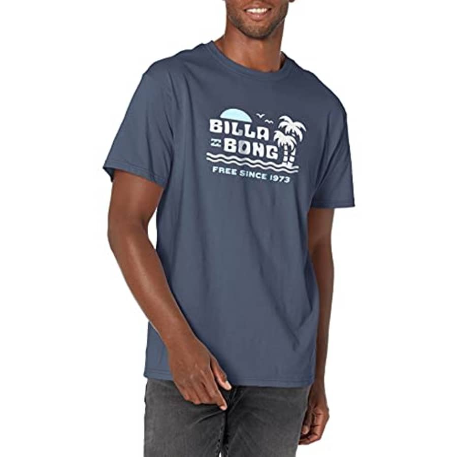 Billabong Men's Classic Short Sleeve Premium Logo Graphic T-Shirt, Social Lounge Navy, Medium for $17