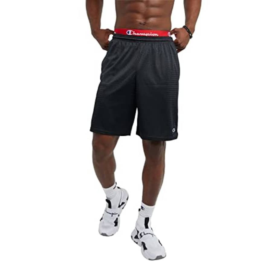 Champion Men's, Lined Basketball, Mesh Gym Shorts (Reg. or Big & Tall), Black C Patch Logo for $27