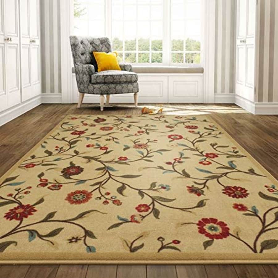 OTTOMANSON Otto Home Collection Garden Design Modern Area Rug Skid (Non-Slip) Rubber Backing, 98" L for $84