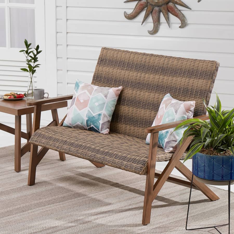 BH&G Fayette Patio Wicker Bench for $165 BH&G Fayette Patio Wicker Bench for $165
