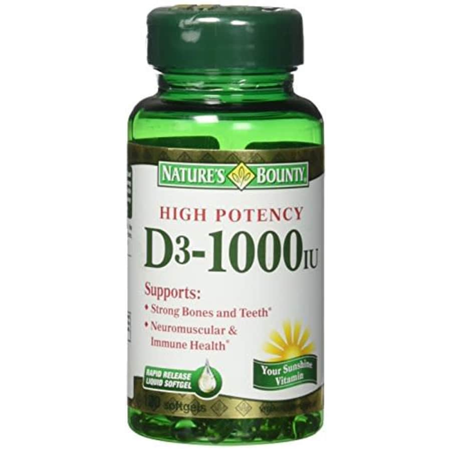 Nature's Bounty Vitamin D3 1000 IU Immune Health, 120 Softgels (Pack of 1) for $8 Nature's Bounty Vitamin D3 1000 IU Immune Health, 120 Softgels (Pack of 1) for $8
