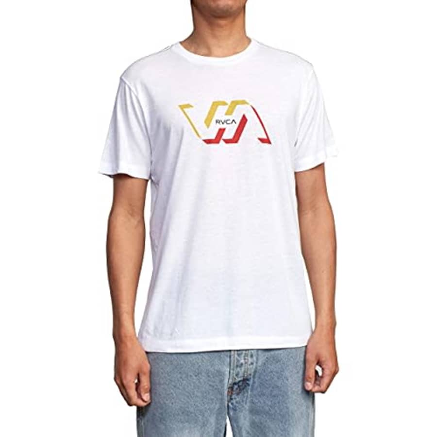 RVCA Men's Premium Red Stitch Short Sleeve Graphic Tee Shirt, FACETS/White, Large for $18