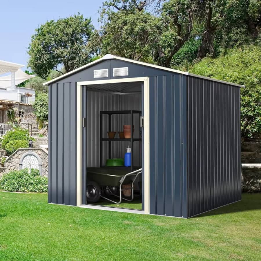 7x6-Foot Outdoor Storage Shed w/ Double Sliding Door for $254