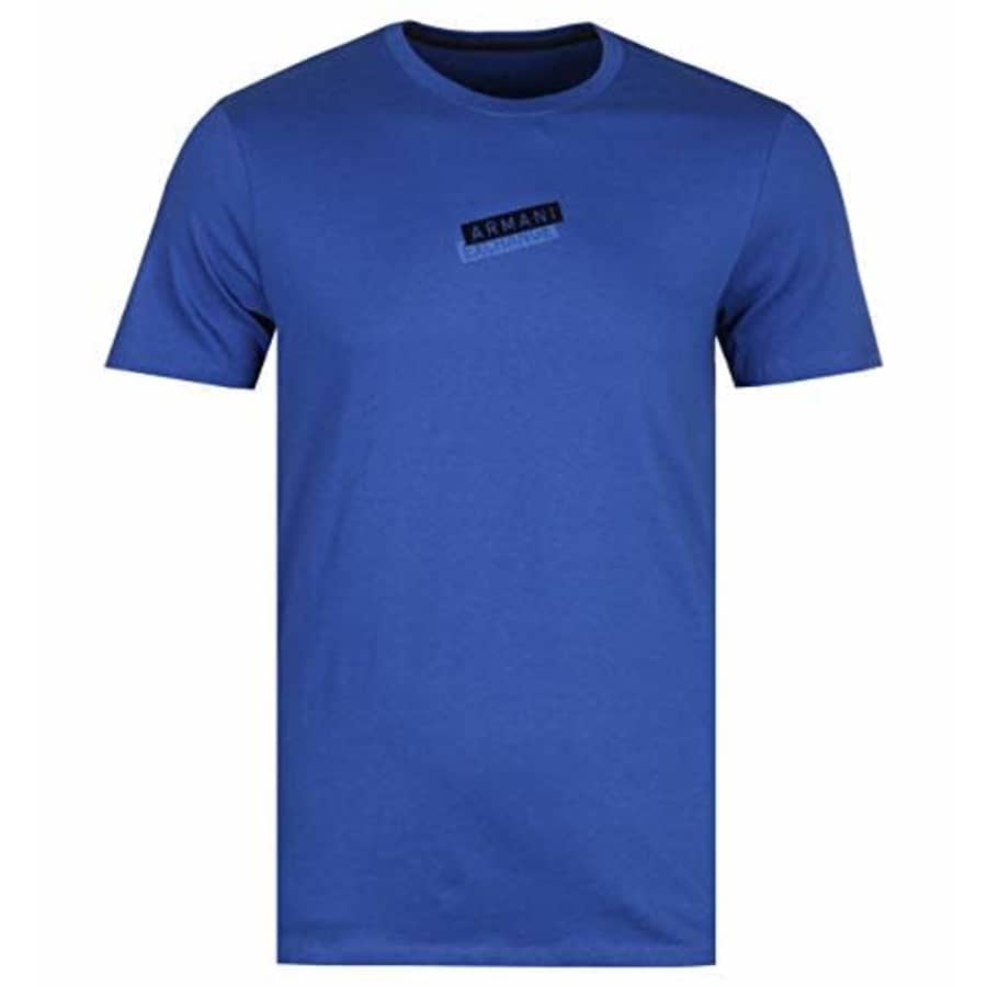 A|X Armani Exchange Men's Cotton Jersey T-Shirt with Small Slanted AX Box Logo, True Blue, XL for $39