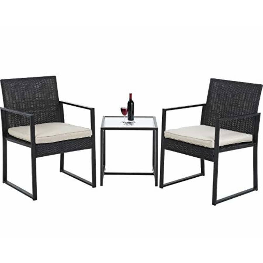 FDW Outdoor Patio Furniture Coffee Table for Yard 3 Pieces Wicker Modern Bistro Conversation Sets, for $120