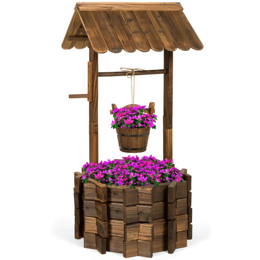 Best Choice Products Wooden Wishing Well Planter for $90 Best Choice Products Wooden Wishing Well Planter for $90