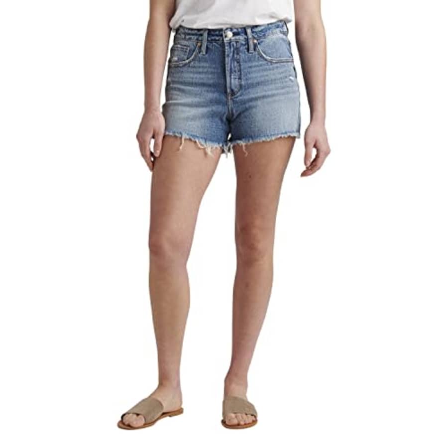 Silver Jeans Co. Women's Beau Mid Rise Denim Shorts, Med Wash RCS262, 24W x 3.5L for $60 Silver Jeans Co. Women's Beau Mid Rise Denim Shorts, Med Wash RCS262, 24W x 3.5L for $60