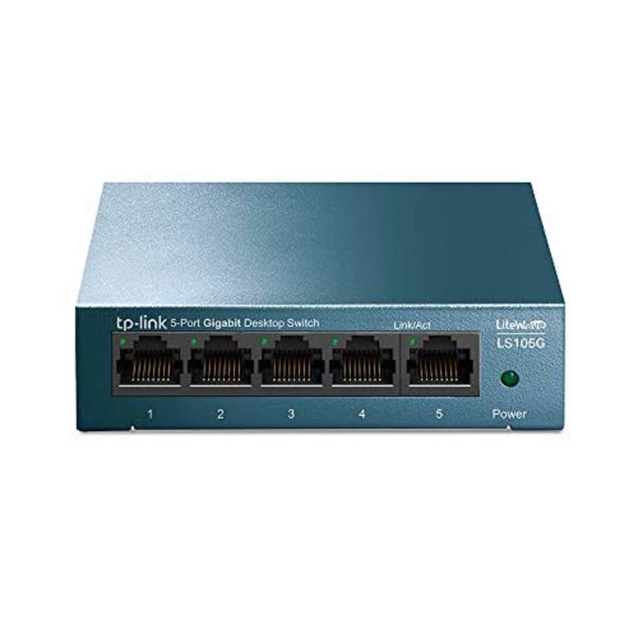 TP-Link 5 Port Desktop/Wallmount Gigabit Ethernet Switch,Ethernet Splitter, Steel Case, Plug and for $41