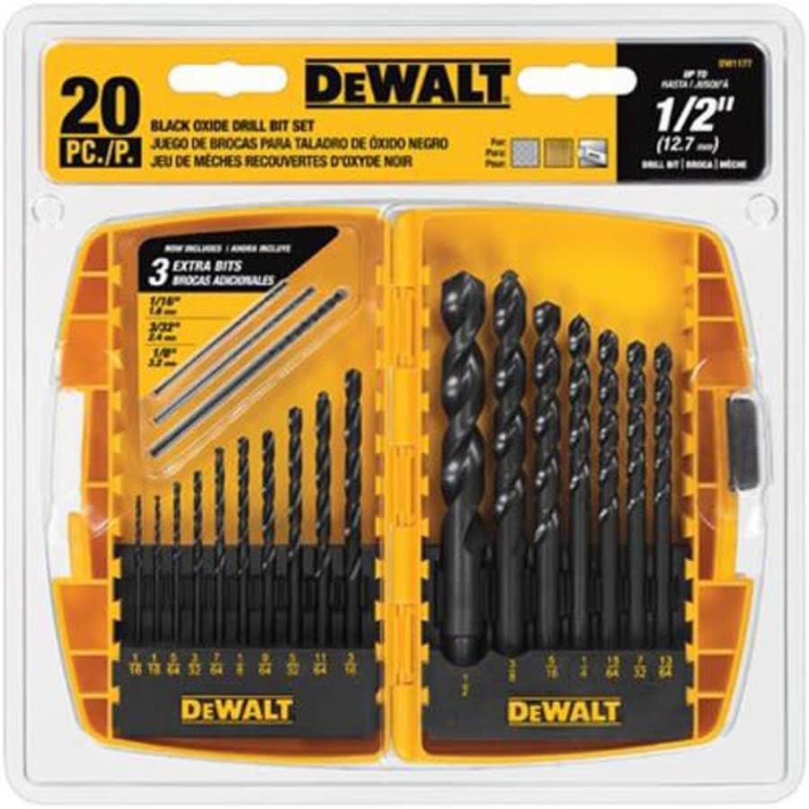 DeWalt 20-Piece Black Oxide Drill Bit Set for $15