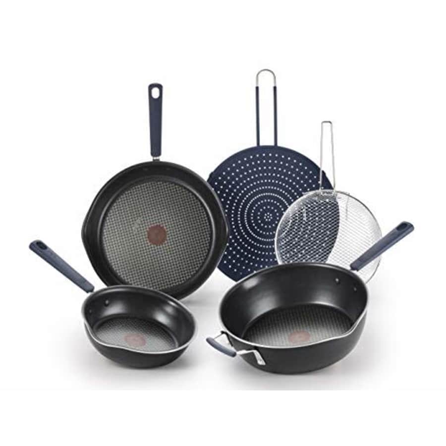 T-fal All In One Stackable 5 Pcs Pan Set, Cookware Set, Titanium Nonstick, Multi-Functional, Black for $120 T-fal All In One Stackable 5 Pcs Pan Set, Cookware Set, Titanium Nonstick, Multi-Functional, Black for $120