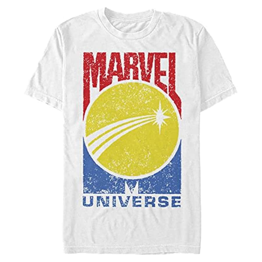 Marvel Men's Universe Logo T-Shirt, White, Large for $9 Marvel Men's Universe Logo T-Shirt, White, Large for $9