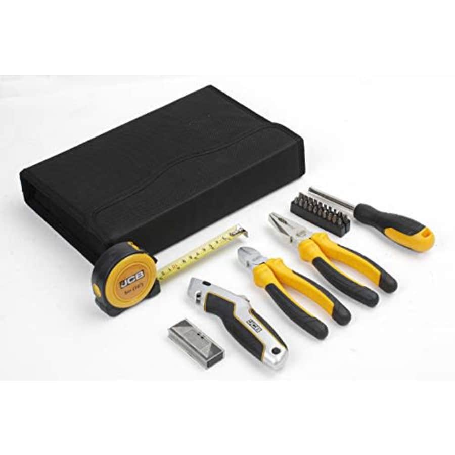 JCB - 26 Piece Tool Kit | Includes Screwdriver & Bits, Pliers, Retractable Knife, Tape Measure And for $67