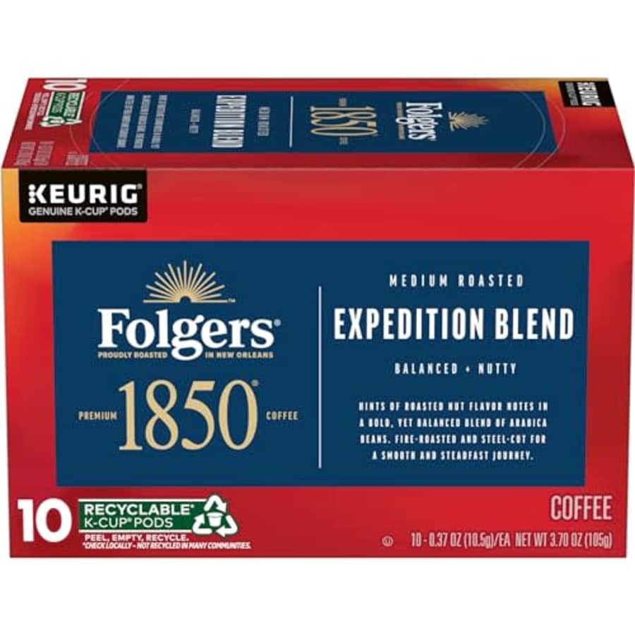 Folgers 1850 Expedition Blend Medium Roast Coffee, 60 Keurig K-Cup Pods for $33 Folgers 1850 Expedition Blend Medium Roast Coffee, 60 Keurig K-Cup Pods for $33