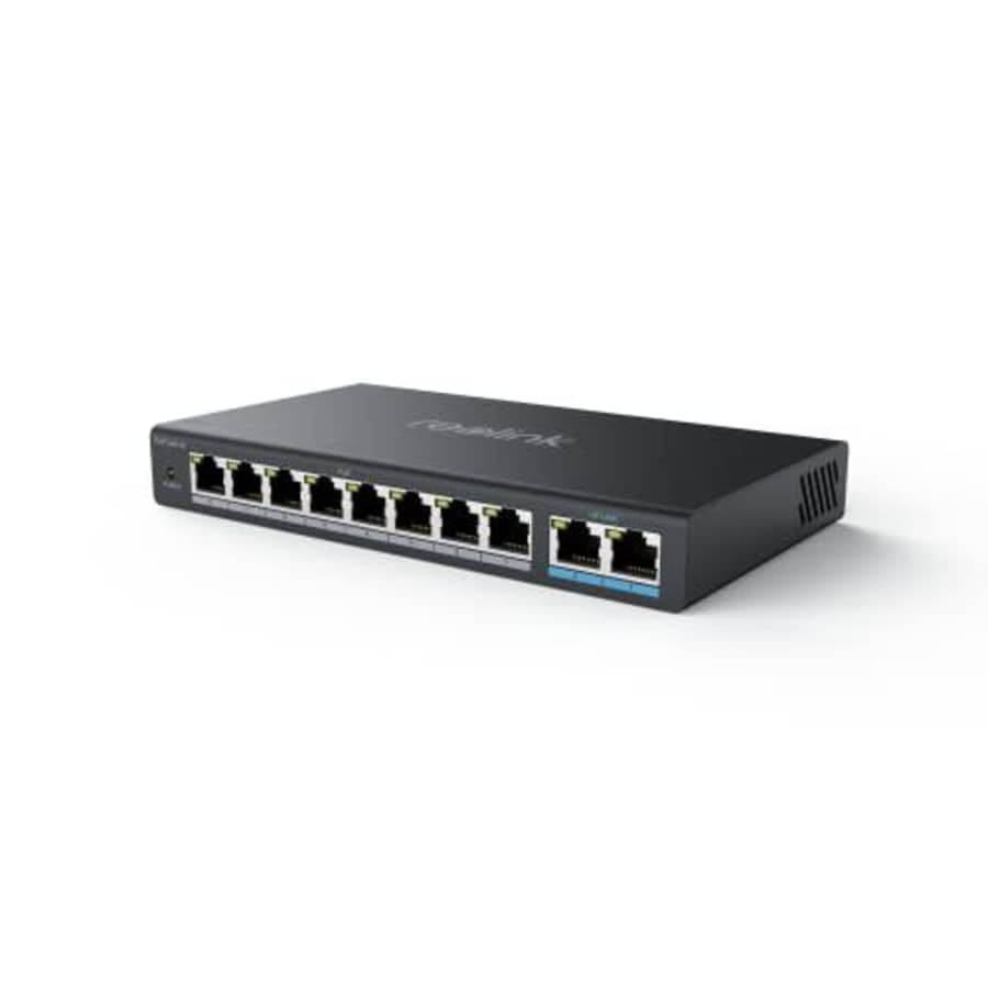 Reolink PoE Switch with 8 PoE Ports, 2 Gigabit Uplink Ports, 120W for All PoE Ports, Ideal for for $70