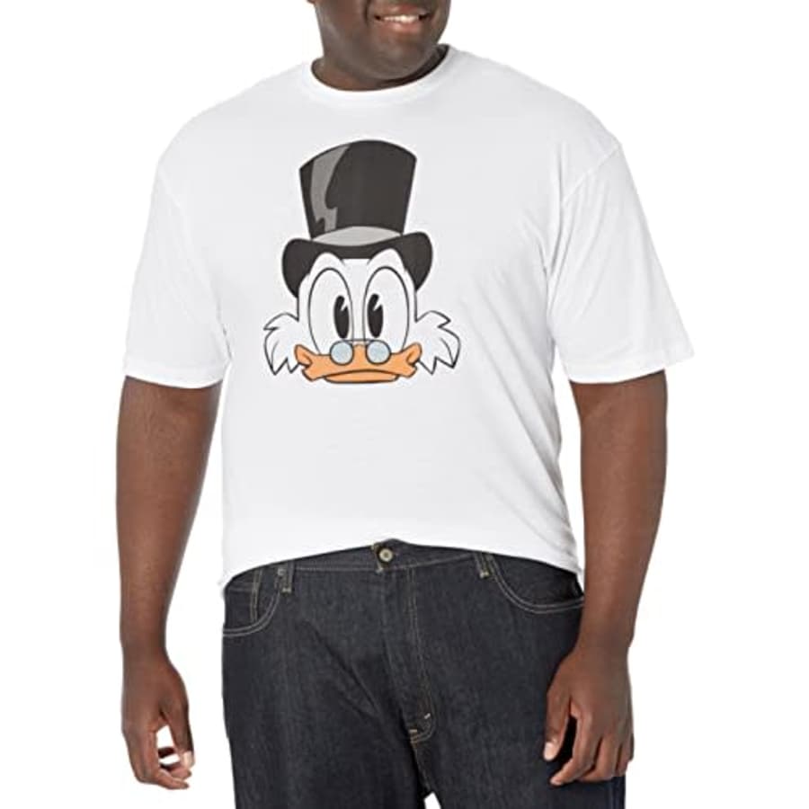 Disney Big & Tall Duck Tales Scrooge Big Face Men's Tops Short Sleeve Tee Shirt, White, XX-Large for $13