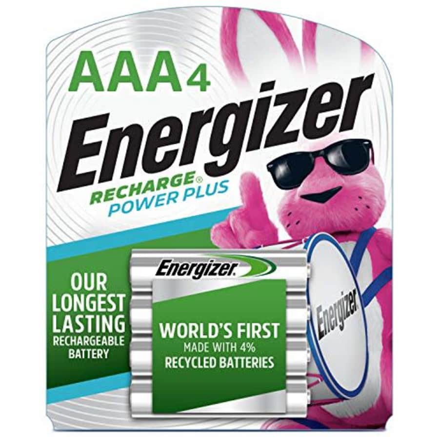 Energizer Rechargeable AAA Batteries, NiMH, 800 mAh, Pre-Charged, 4 count (Recharge Power Plus) for $17