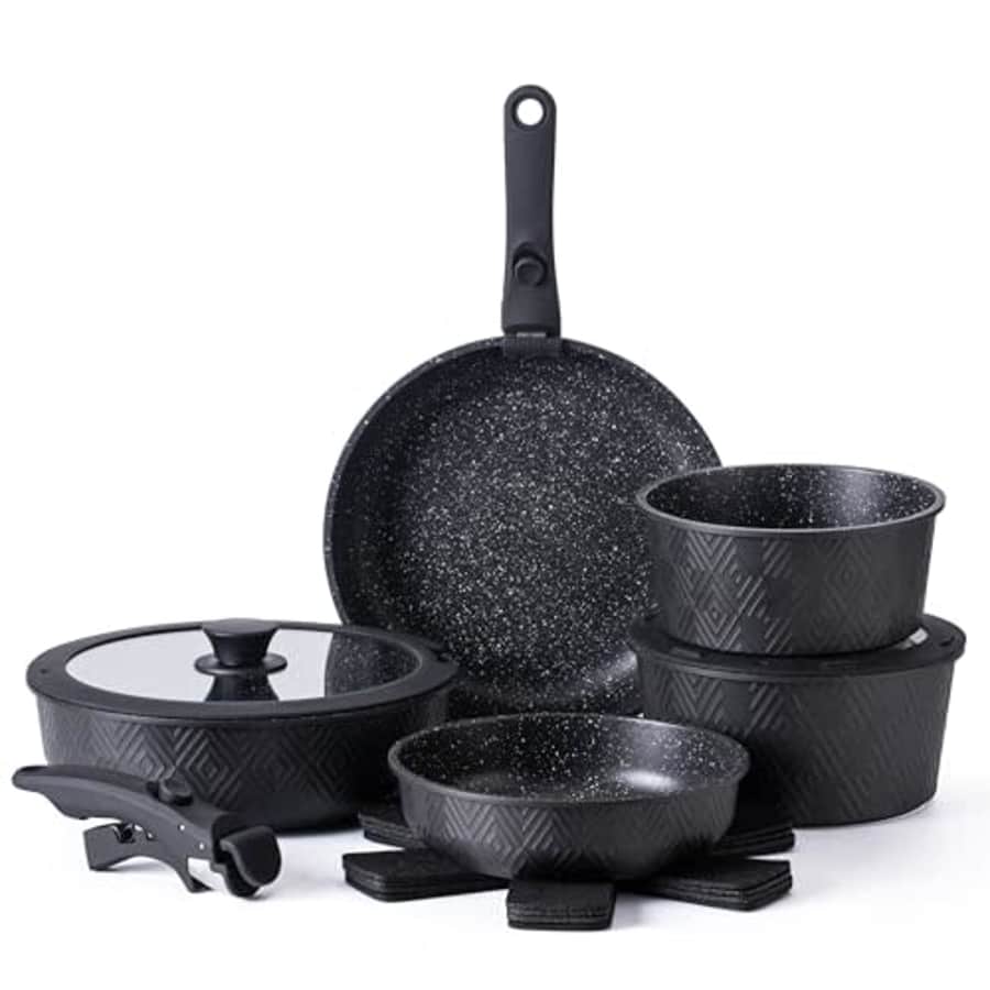 Country Kitchen 13 Piece Pots and Pans Set - Safe Nonstick Kitchen Cookware with Removable Handle, for $85 Country Kitchen 13 Piece Pots and Pans Set - Safe Nonstick Kitchen Cookware with Removable Handle, for $85