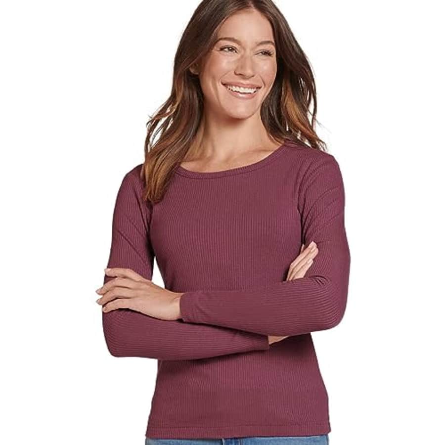 Jockey Women's Activewear Rib Knit Long Sleeve Tee, Dusty Mauve, S for $20 Jockey Women's Activewear Rib Knit Long Sleeve Tee, Dusty Mauve, S for $20