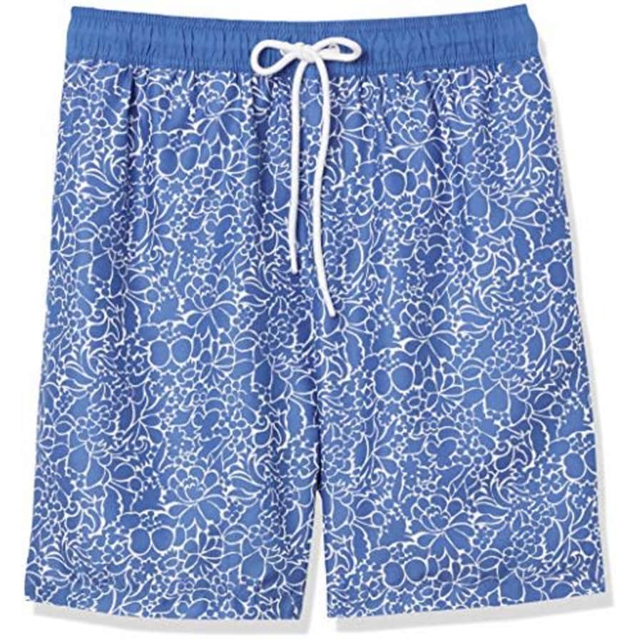 Amazon Essentials Men's Quick-Dry 9" Swim Trunk, Navy Floral, X-Small for $9