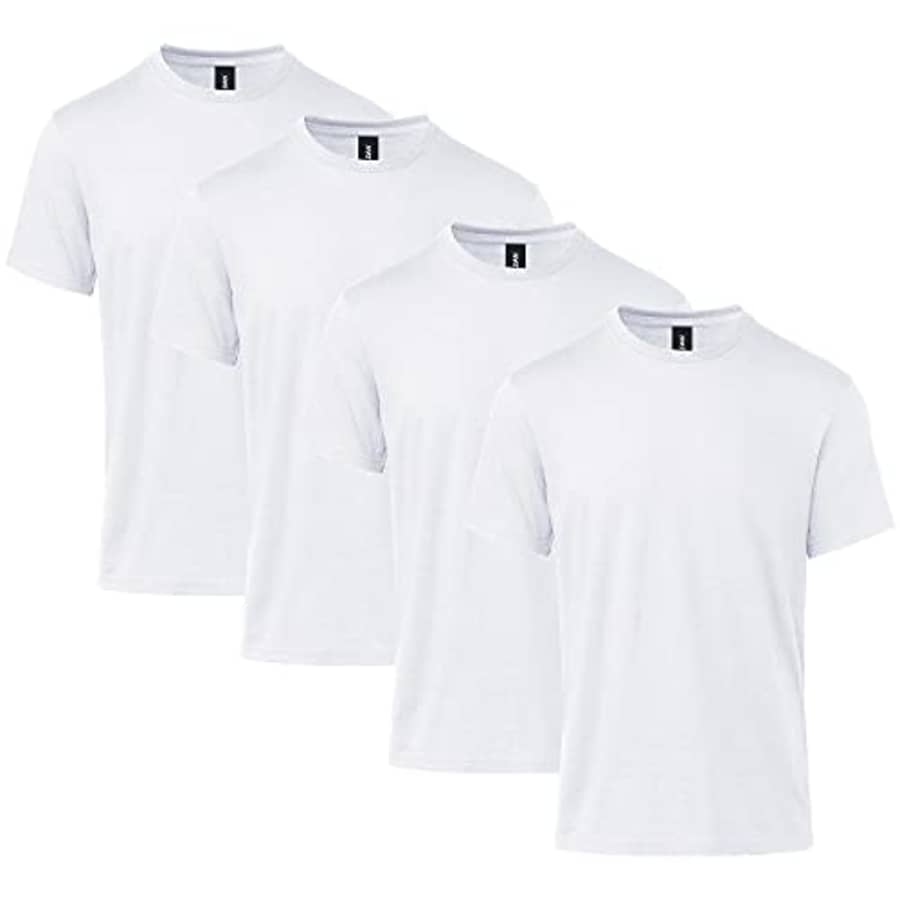 Gildan Men's Softstyle CVC Short Sleeve T-Shirt, Style G67000, 4-Pack, White, Large for $26