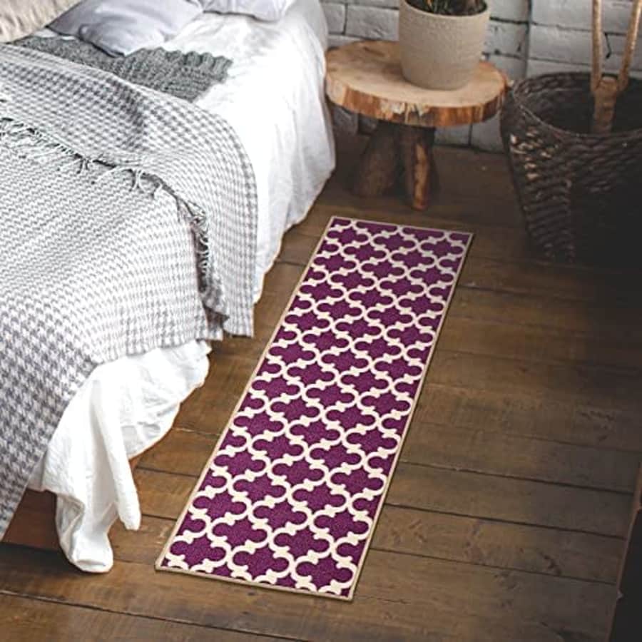 Ottomanson Glamour Collection Non-Slip Rubberback Moroccan Trellis Design 2x5 Indoor Runner Rug, for $8