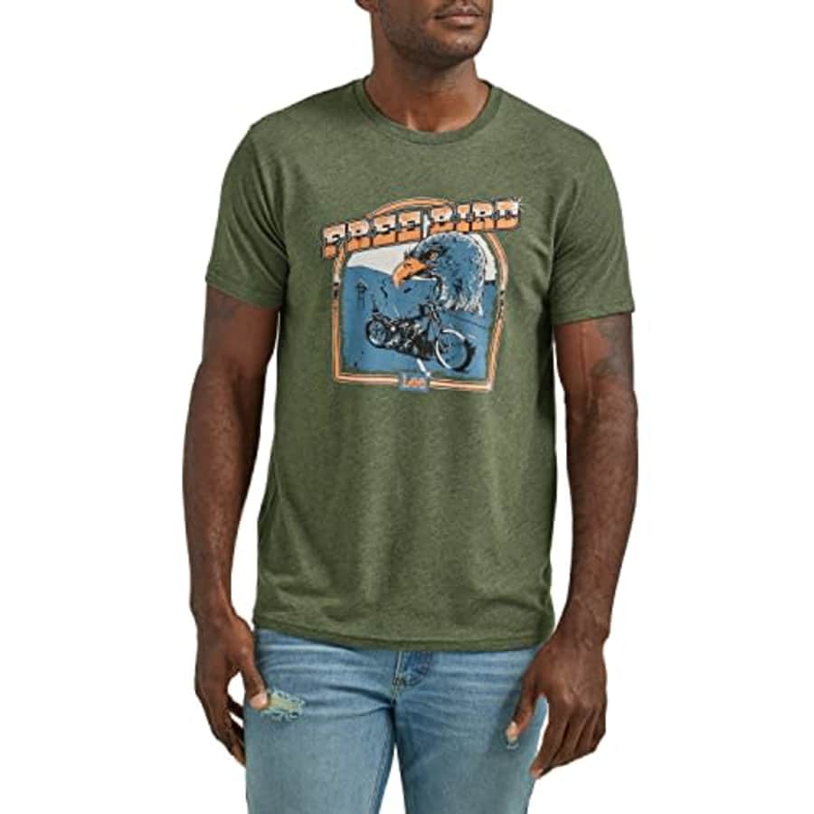 Lee Jeans Lee Men's Short Sleeve Graphic T-Shirt, Black Forest Heather Freebird for $12