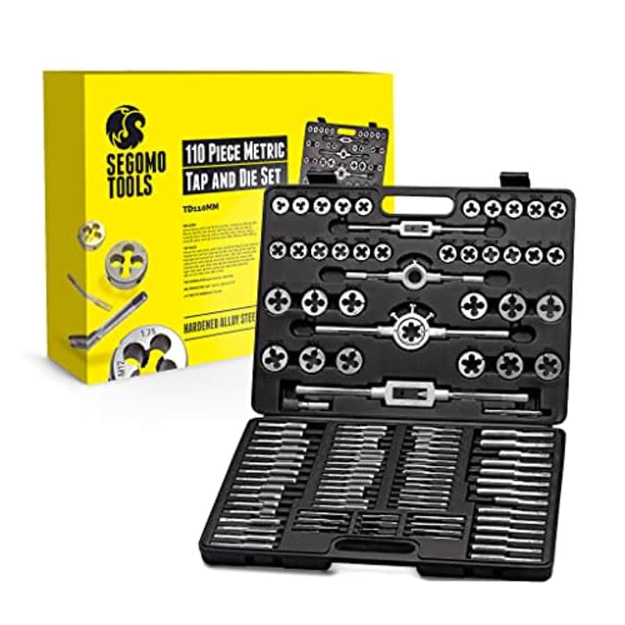 Segomo Tools 110 Piece Hardened Alloy Steel Metric Tap And Die Threading Tool Set With Storage Case for $133 Segomo Tools 110 Piece Hardened Alloy Steel Metric Tap And Die Threading Tool Set With Storage Case for $133