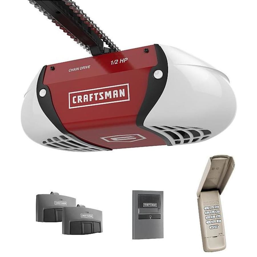 Craftsman 1/2-HP Chain Drive Garage Door Opener w/ 2 Remotes & Keypad for $155