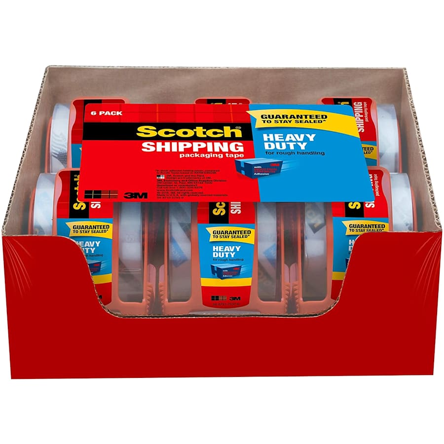 Scotch Heavy Duty Shipping Packaging Tape 6-Pack w/ Dispenser for $12 Scotch Heavy Duty Shipping Packaging Tape 6-Pack w/ Dispenser for $12