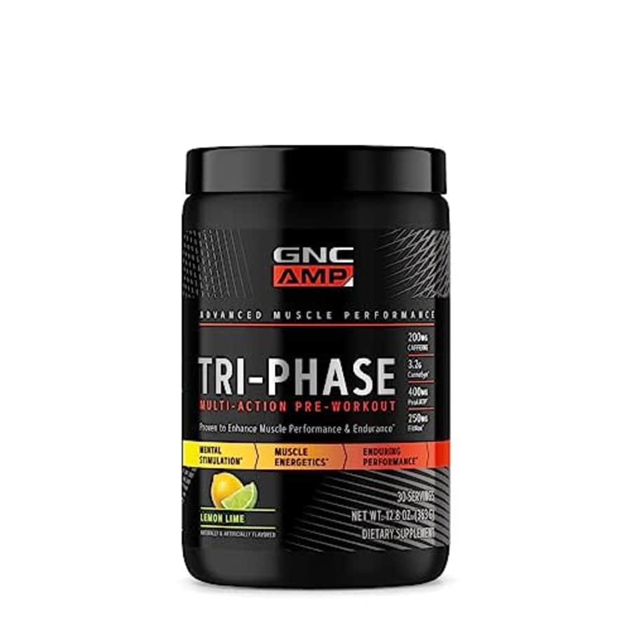 GNC AMP Tri-Phase Multi-Action Pre-Workout | Supports Muscle Performance & Endurance | Lemon Lime | for $20