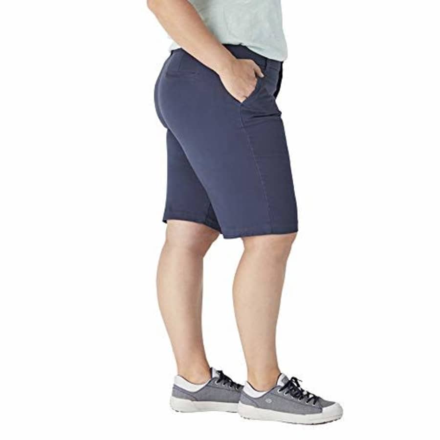 Dickies Women's Plus Size Perfect Shape Twill Bermuda Shorts, Rinsed Navy, 24W for $35