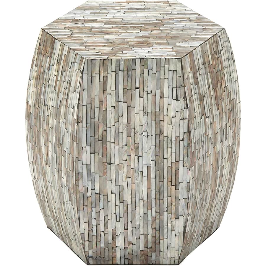 Litton Lane 16" Mother of Pearl Barrel Accent Table for $86 Litton Lane 16" Mother of Pearl Barrel Accent Table for $86