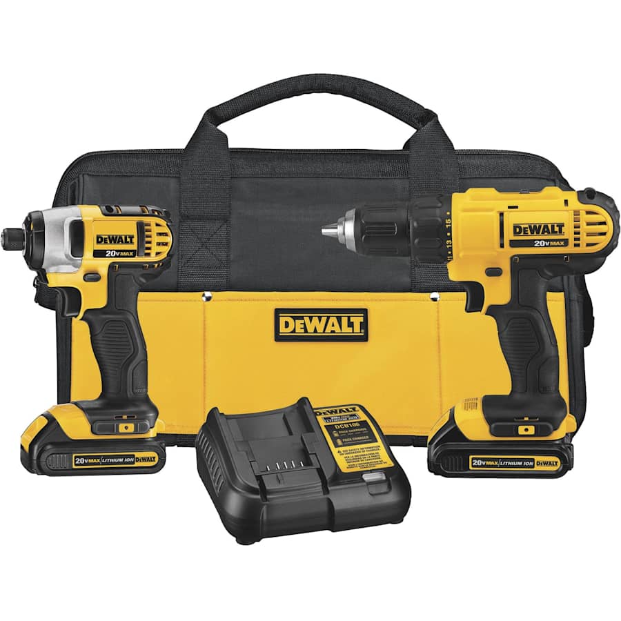 DeWalt 20V Max Cordless Lithium-Ion Drill Driver and Impact Driver Combo Kit for $149